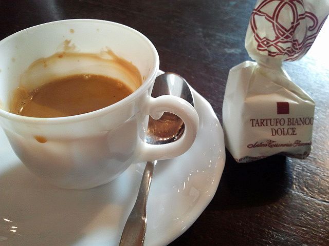 Caffe with nutella and truffle candy Nutella in Italy