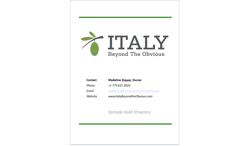 itinerary sample