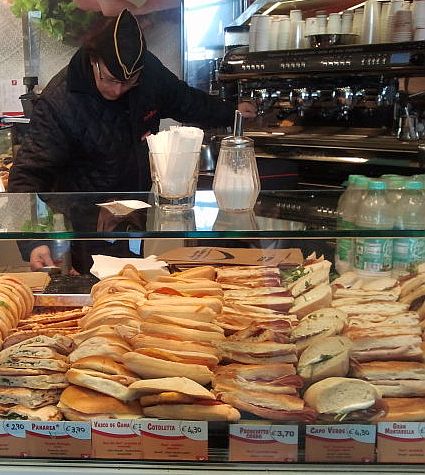 Italian train travel, panini at Roma Termini train station